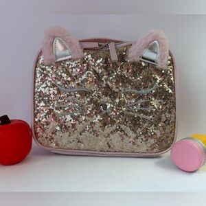 Cute Sequin Cat Face Lunch Bag